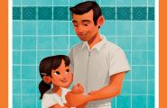 A father baptizes his daughter